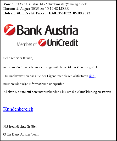 Phishing Kontoaktivit&auml;ten