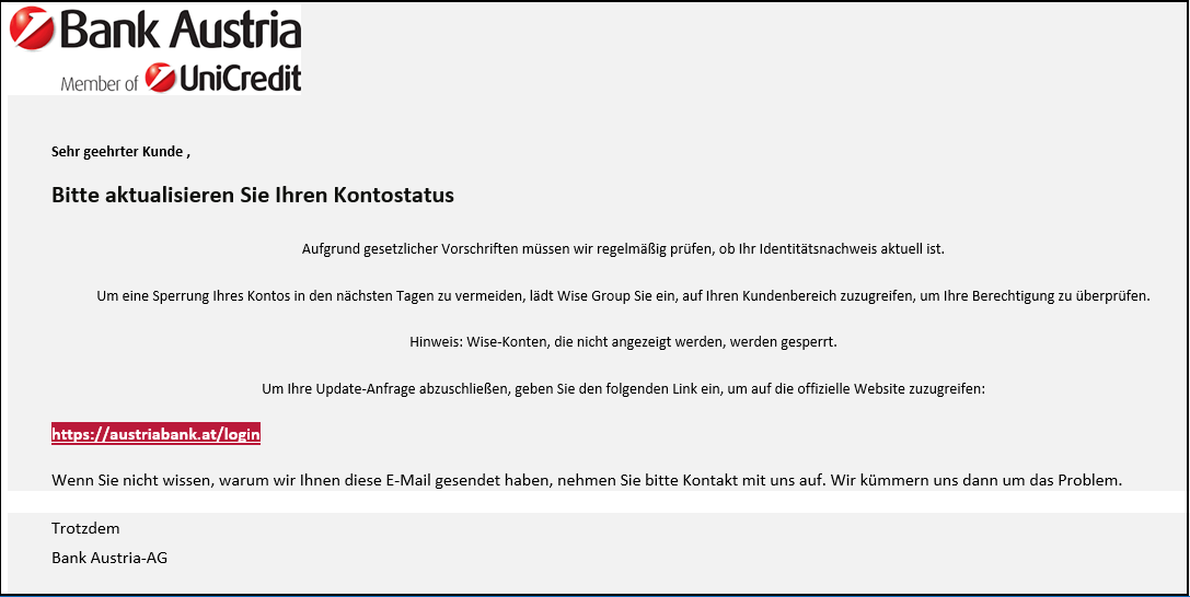 Phishing Kontostatus