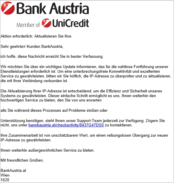 Phishing Mail 23.11.2023 IP-Adresse &uuml;berp&uuml;fen