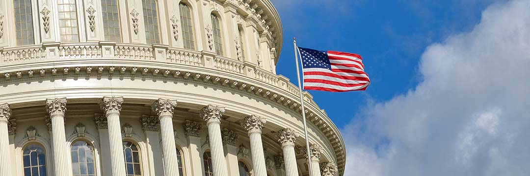 Capitol mit der amerikanischen Flagge